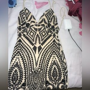 Black and cream mini dress